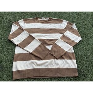 Timberland Stratham Issue Mens Crew Neck Brown Strip Long Sleeve Size Large